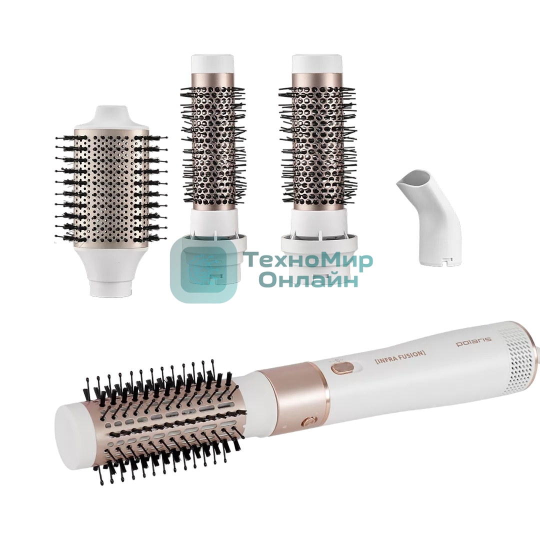 Фен-щётка Polaris PHSB-1214Mi белый/розовое золото, 1200 Вт, ионизация