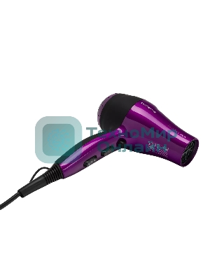 Фен Polaris PHD 2077i фиолетовый/черный, 2000 Вт, компактный, ионизация