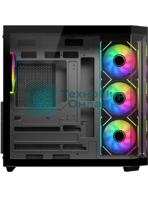 Корпус Eurocase M430ZAF Black, Midi-Tower, чёрный, 4 x 120 мм (3 x 120 мм на боковой панели, 1 x 120 мм на задней)