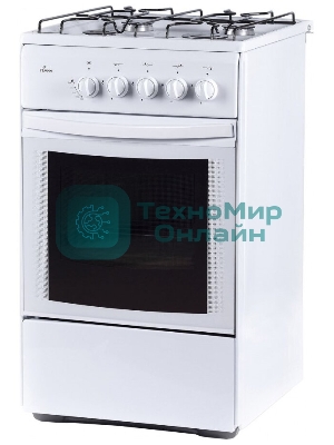 Плита газовая Flama RG 24019 белый, конфорок 4 шт, духовка 50 л, 50 см x 85 см x 60 см