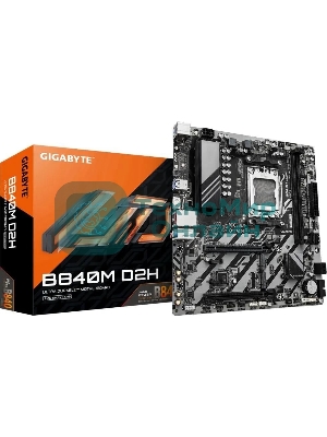 Материнская плата Gigabyte B840M D2H (V1.2), AM5, AMD B840, 2xDDR5, 4xSATA, 2xM.2, 1xPCIe 4.0 x16, 1xPCIe 3.0 x4, 1xHDMI, 1x2.5Gb LAN, 2xUSB-A 5Gbps, 8xUSB-A 2.0, 3x3.5 мм, 7.1, mATX