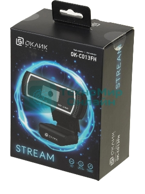 Веб-камера OKLICK OK-C013FH 1920x1080, 30 кадр/с, USB Type-A, микрофон (шумоподавление), универсальное крепление