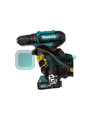 Дрель-шуруповерт Makita DF333DWAE, 12 В, 2 Ач, 30 Нм, щеточный