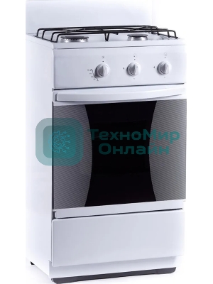 Плита газовая Flama CG 3202 W/B белый, конфорок 2 шт, духовка 30 л, 50 см x 85 см x 38 см