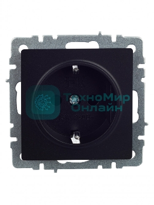 Розетка 1-местная IEK BRITE РС14-1-0-БрЧ (BR-R14-16-K02) с заземлением, с защитными шторками, 16А, черный