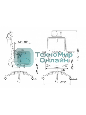 Кресло Бюрократ MC-612N-H TW-01 черный, сетка, подголовник