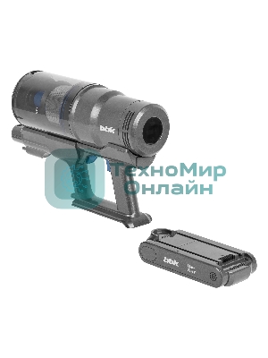 Пылесос вертикальный BBK BV3005 серый/синий, питание от аккумулятора, 160 Вт, уборка сухая, пылесборник 0.6 л