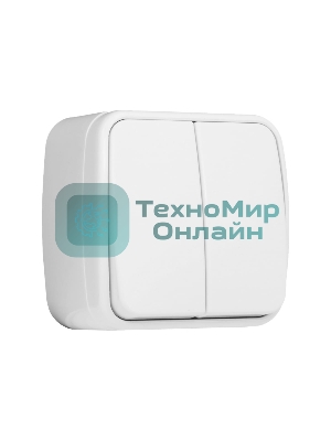 Выключатель 2-клавишный ОП 10А белый Минск EKF Basic