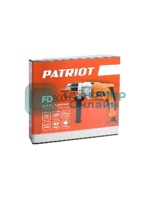 Дрель электрическая ударная PATRIOT FD800h 120301460 Эл. дрель, с ударом, мощность 790Вт, макс.диаметр 13мм, глубиномер + дополнительная ручка
