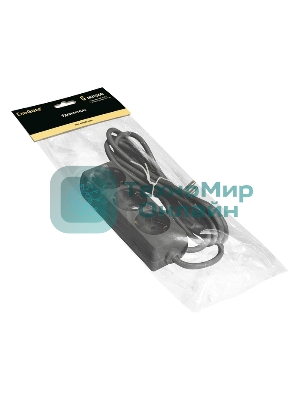 Удлинитель ExeGate ECE-3-5B (EX285807RUS), черный, 5 м, Евровилка с заземлением, 3 евророзетки с заземлением, 2200 Вт