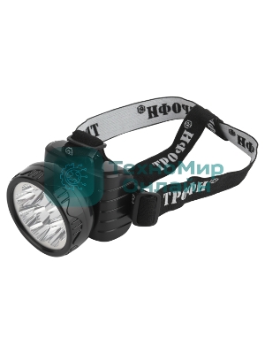 Фонарь налобный ЭРА светодиодный Трофи TG9 ударопрочный, 9 LED, 2 режима, аккумуляторный, черный