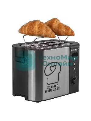 Тостер электрический ENDEVER Skyline ST-127, мощность 800 Вт, стальной/черный, 6 реж. поджаривания, 2 отсека для тостов, 4 шт/уп