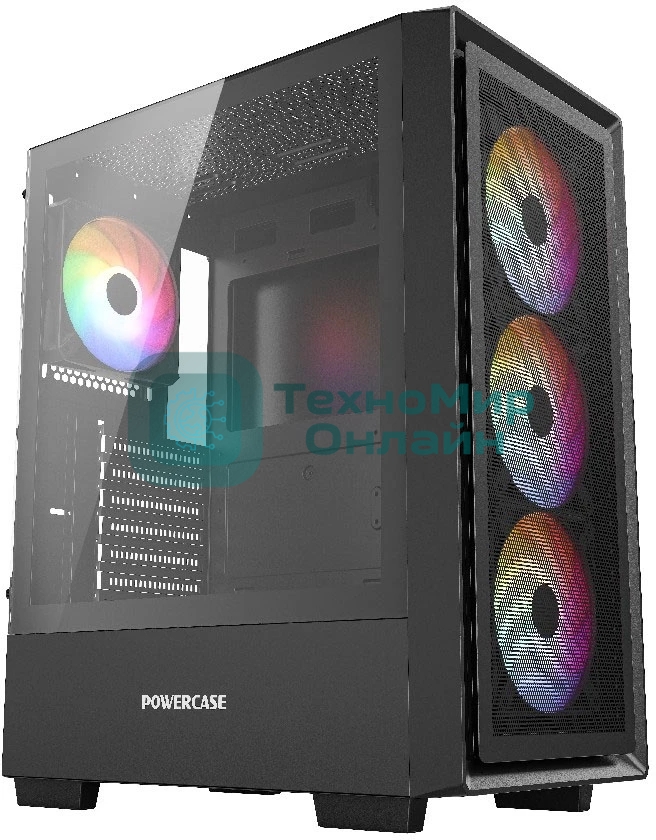 Компьютерный корпус Powercase Mistral AY4B ARGb, Tempered Glass, 4x 120мм ARGb Fans, черный, ATX (CMAYB-A4)