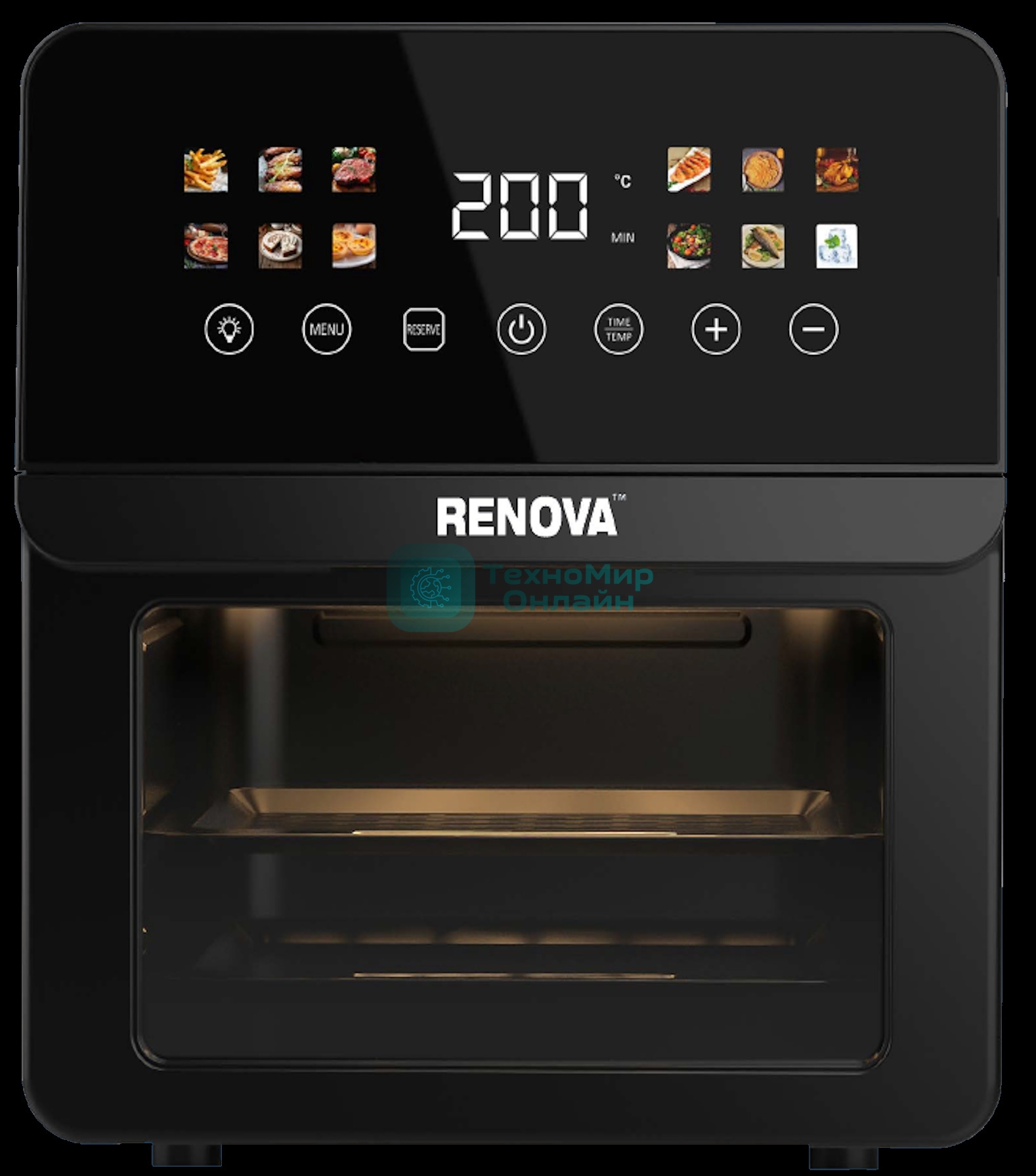 Аэрогриль Renova AF6-TB2 черный, 1700 Вт, 12 л, сенсор, 12 программ