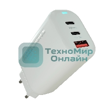 Сетевое зарядное устройство MORE CHOICE NC79 1USB+2Type-C 3.0A PD 65W быстрая зарядка белый