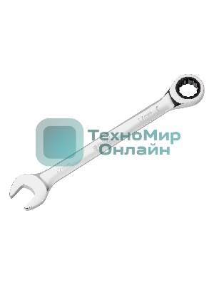 Ключ комбинированный Denzel, с трещеткой, 17 мм