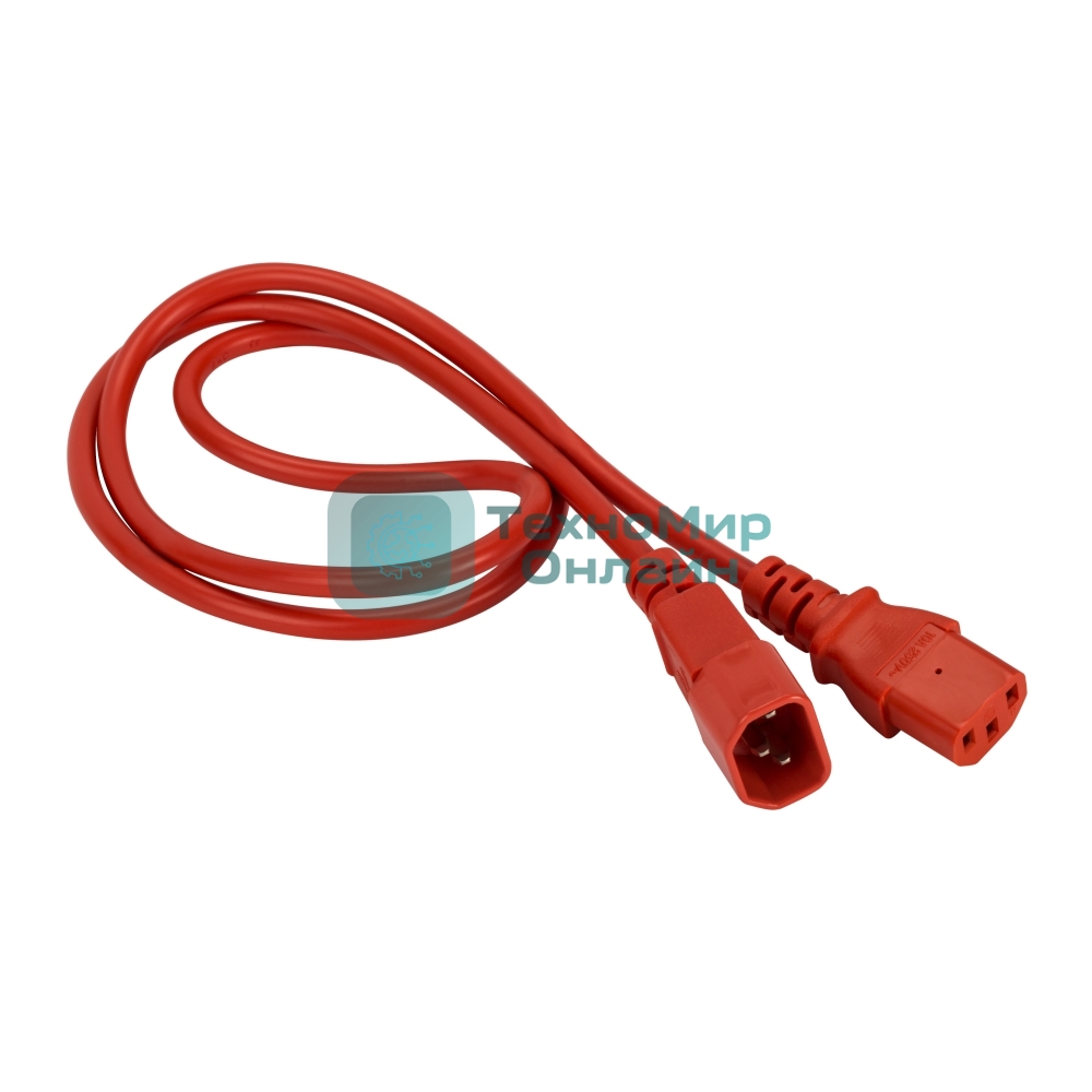 Шнур питания Lanmaster LAN-PP13/14-1.5-RD C13-С14 проводник.:3x0.75мм2 1.5м 220В 10А красный