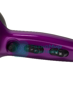 Фен Polaris PHD 2077i фиолетовый/черный, 2000 Вт, компактный, ионизация