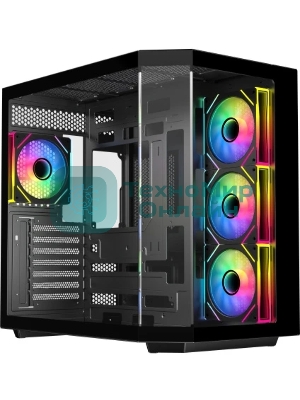 Корпус Eurocase M430ZAF Black, Midi-Tower, чёрный, 4 x 120 мм (3 x 120 мм на боковой панели, 1 x 120 мм на задней)