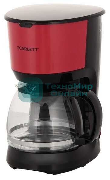 Кофеварка капельная Scarlett SC-CM33013 красный/черный, исп. кофе - молотый, 1.25 л, 750 Вт.