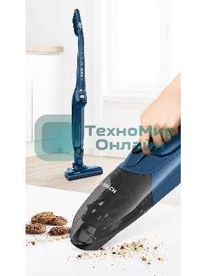 Пылесос вертикальный Bosch BCHF 2MX20 синий, питание от аккумулятора, 150 Вт, уборка сухая, пылесборник 0.4 л