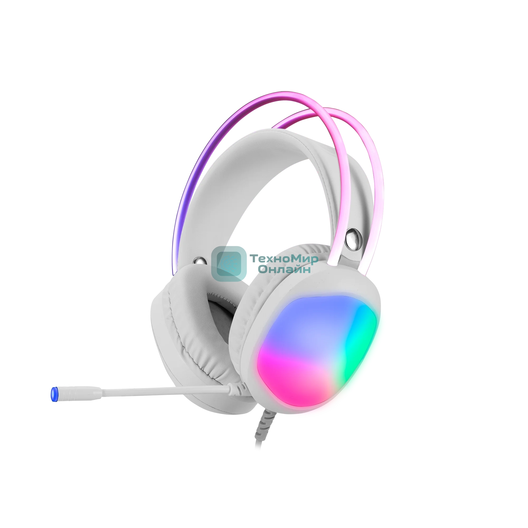 Гарнитура Marvo HG8959 Lumi 40 белый, проводная, 2×3.5 мм, микрофон с отключением, RGB-подсветка