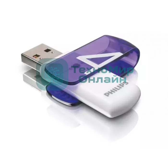 Флешка USB 4Gb PHILIPS VIVID2.0 4Gb, USB 2.0