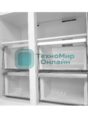 Холодильник LEX LCD450MgID серый трехкамерный 288/129л морозилка снизу, No Frost, Side-by-Side