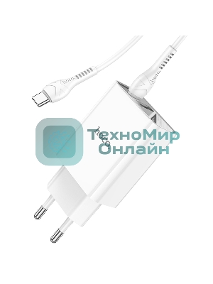 Сетевое зарядное устройство HOCO (6931474769824) C100Aaa 1USB+1Type-C 3.0A QC3.0 PD 20W, белый