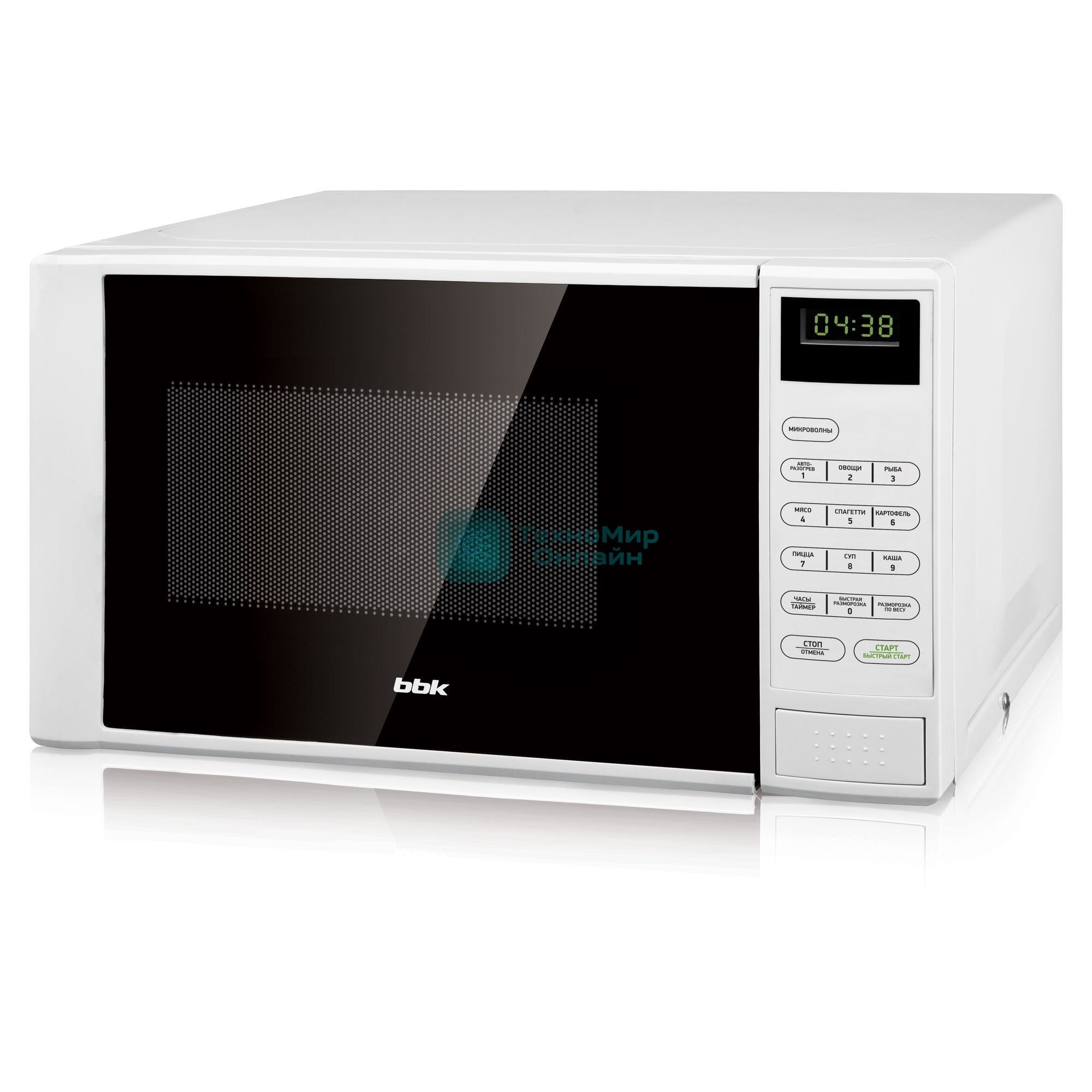 Микроволновая печь BBK 20MWS-728S/W белый/черный, 20 л, 700 Вт, переключатели - сенсор