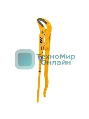 Трубный рычажный ключ №2 с изогнутыми губками Deli DL105255 420мм, раскрытие губок 0-55мм, сталь Cr-V