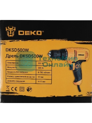 Дрель-шуруповерт Deko DKSD500W, 500 Вт, 28 Нм, щеточный
