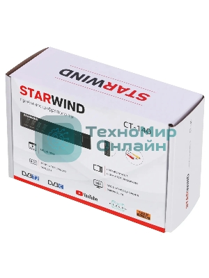 Приставка для цифрового ТВ Starwind CT-140 черный, DVB-T2, DVB-T, DVB-C, HDMI, USB 2.0 х2