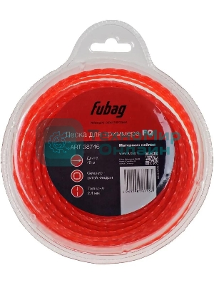 Триммерная леска FUBAG FQ, сечение витой квадрат, L 40 м х 2.4 мм 38746