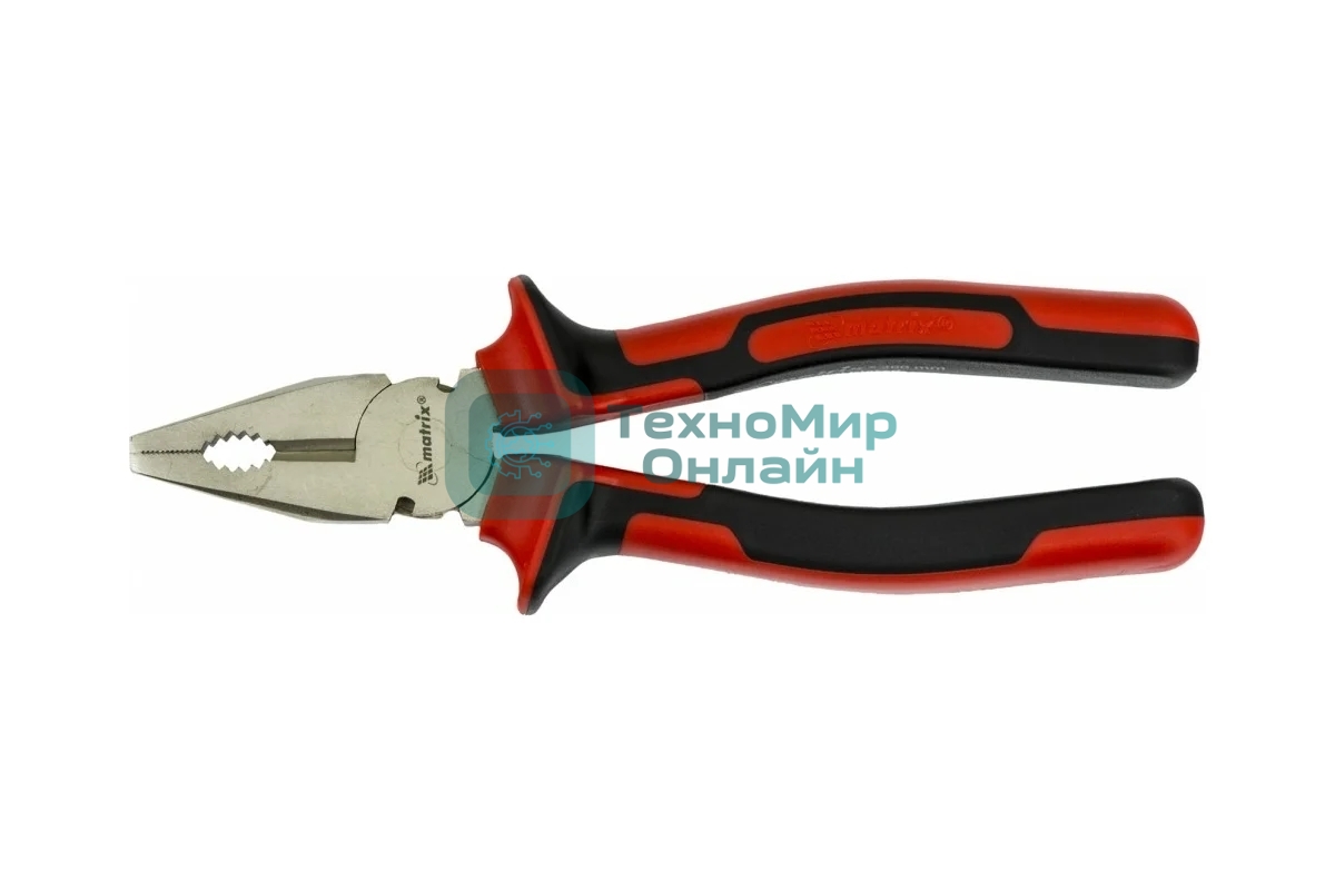 Плоскогубцы Matrix NICKEL 200 мм, никелированные, двухкомпонентные рукоятки