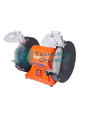 Станок заточной PATRIOT Expert GM 200, 550Вт, 2980об/мин, 200мм диск, А36/А60 зерн, посадочный 16 мм, асинхронный, адаптер на круги 32 мм