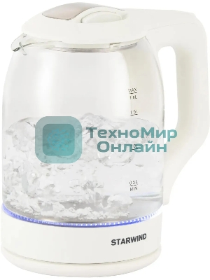 Чайник электрический StarWind SKG1056 1.8 л, 2000 Вт, белый/прозрачный