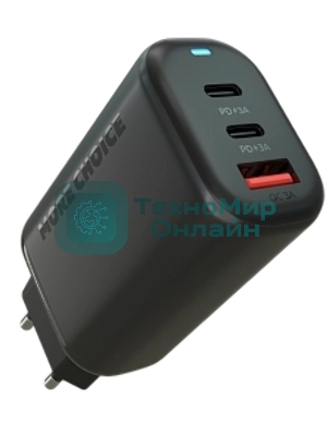 Сетевое зарядное устройство MORE CHOICE (4610196409646) NC79 1USB+2Type-C 3.0A PD 65W быстрая зарядка черный