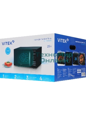 Микроволновая печь Vitek VT-MW1425 черный, 25 л, 900 Вт, переключатели - кнопки, поворотные переключатели