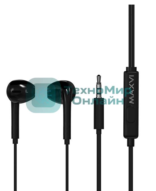 Проводные наушники Maxvi MHF-15 Easy черный, вкладыши, проводной (Jack 3.5 мм), встроенный микрофон