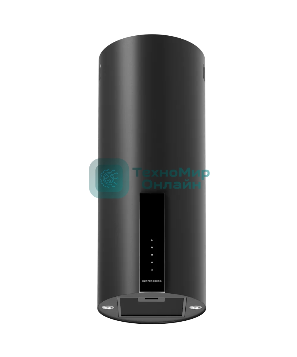Вытяжка Kuppersberg, цилиндрическая, настенная, 35 см, сенсорное управление, таймер, отвод/рециркуляция, 3 скорости, производительность 850 м3/ч, LED освещение, обратный клапан, уровень шума 68 дБ, угольный фильтр CF110 (опция), цвет черный