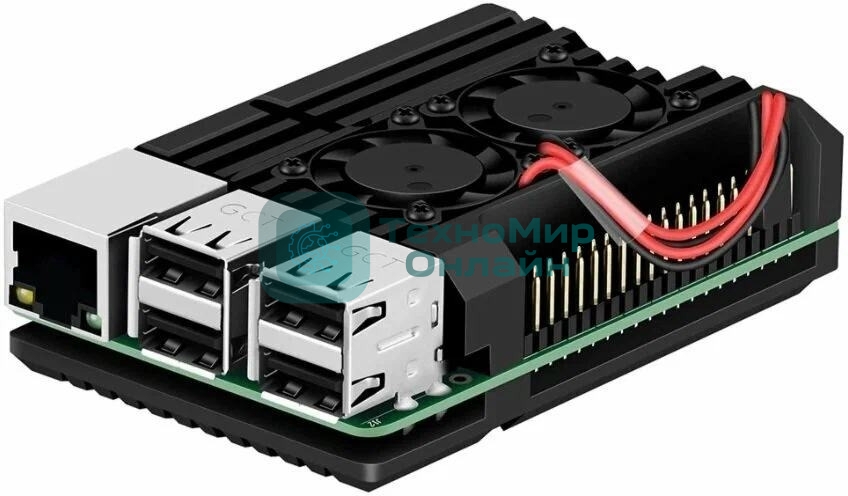 Корпус ACD RA503 Aluminum Case with Double Fans for Raspberry Pi 4B, черный
