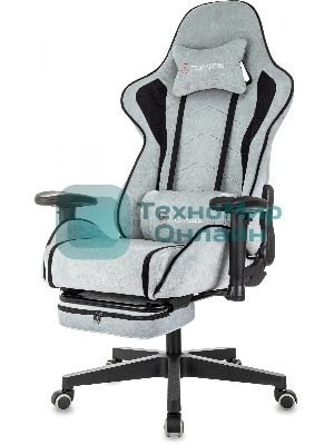 Кресло игровое Zombie Drift/F серо-голубой/черный, крестов. пластик, подст. для ног