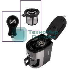 Кофемашина Kitfort КТ-782 1050Вт нержавеющая сталь/черный