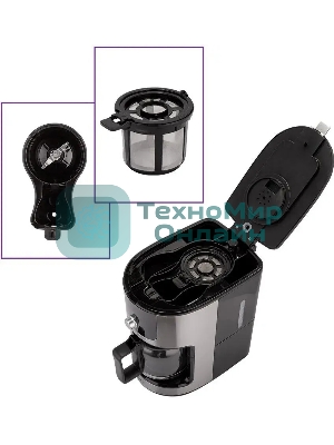 Кофемашина Kitfort КТ-782 1050Вт нержавеющая сталь/черный