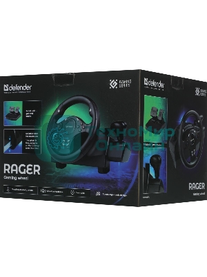 Игровой руль DEFENDER (64067) Rager черн,PC/PS/Xbox/Switch,педали
