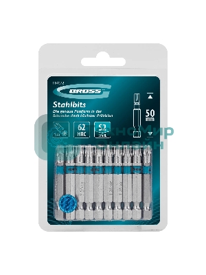 Бита Gross Torx 30х50 мм, сталь S2, шестигр., 10 шт.
