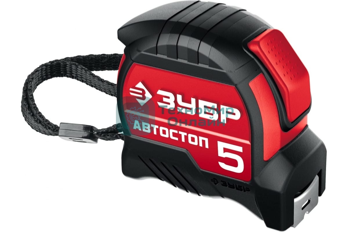 Рулетка Зубр АВТОСТОП 5м/19мм с автостопом и ударостойким обрезиненным корпусом