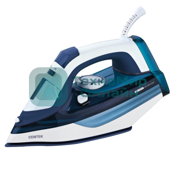 Утюг Centek CT-2319 синий/белый, 2400 Вт, 40 г/мин, 140 г/мин, 480 мл