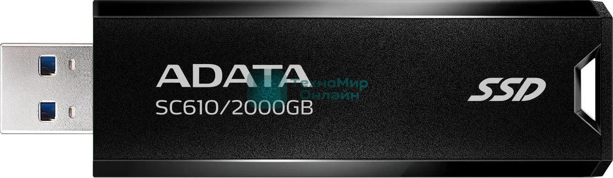Внешний SSD ADATA SC610, 2TB, USB 3.2 Gen 2 Type-A, R/W 550/500, черный